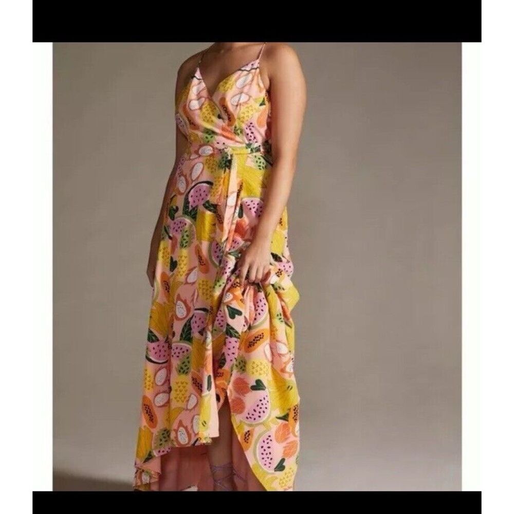 New Anthropologie Hutch Fruit‎ Print Wedding party maxi Wrap Dress Medium